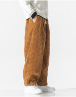 Buddha Stones Retro Winter Solid Color Men's Drawstring Corduroy Harem Pants With Pockets - image 12