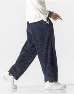Buddha Stones Retro Winter Solid Color Men's Drawstring Corduroy Harem Pants With Pockets - image 22