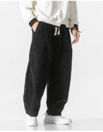 Buddha Stones Retro Winter Solid Color Men's Drawstring Corduroy Harem Pants With Pockets - image 19