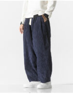 Buddha Stones Retro Winter Solid Color Men's Drawstring Corduroy Harem Pants With Pockets - image 23