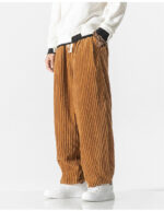 Buddha Stones Retro Winter Solid Color Men's Drawstring Corduroy Harem Pants With Pockets - image 11