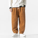 Buddha Stones Retro Winter Solid Color Men's Drawstring Corduroy Harem Pants With Pockets - Goldenrod - US/UK/AU46，EU56 (5XL) - image 10