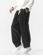 Buddha Stones Retro Winter Solid Color Men's Drawstring Corduroy Harem Pants With Pockets - image 18