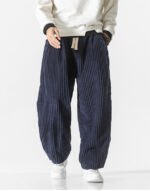 Buddha Stones Retro Winter Solid Color Men's Drawstring Corduroy Harem Pants With Pockets - image 24