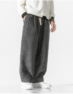 Buddha Stones Retro Winter Solid Color Men's Drawstring Corduroy Harem Pants With Pockets - image 5