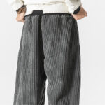 Buddha Stones Retro Winter Solid Color Men's Drawstring Corduroy Harem Pants With Pockets - image 7