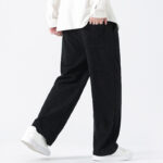 Buddha Stones Plain Drawstring Chinese Frog-Button Design Men's Corduroy Pants With Pockets - image 21