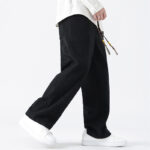 Buddha Stones Plain Drawstring Chinese Frog-Button Design Men's Corduroy Pants With Pockets - image 19