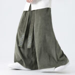 Buddha Stones Casual Embroidery Drawstring Design Men's Corduroy Wide Leg Pants With Pockets - image 11