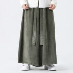 Buddha Stones Casual Embroidery Drawstring Design Men's Corduroy Wide Leg Pants With Pockets - image 5