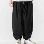 Buddha Stones Casual Pure Color Men's Drawstring Corduroy Harem Ankle-Length Pants With Pockets - image 15