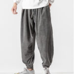 Buddha Stones Casual Pure Color Men's Drawstring Corduroy Harem Ankle-Length Pants With Pockets - image 3