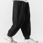 Buddha Stones Casual Pure Color Men's Drawstring Corduroy Harem Ankle-Length Pants With Pockets - image 13