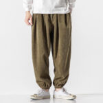 Buddha Stones Casual Pure Color Men's Drawstring Corduroy Harem Ankle-Length Pants With Pockets - Olive - US/UK/AU46，EU56 (5XL) - image 19