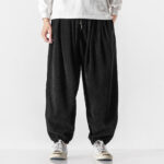 Buddha Stones Casual Pure Color Men's Drawstring Corduroy Harem Ankle-Length Pants With Pockets - Black - US/UK/AU46，EU56 (5XL) - image 9