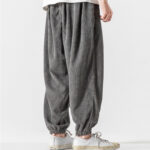 Buddha Stones Casual Pure Color Men's Drawstring Corduroy Harem Ankle-Length Pants With Pockets - image 7