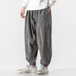 Buddha Stones Casual Pure Color Men's Drawstring Corduroy Harem Ankle-Length Pants With Pockets - image 2