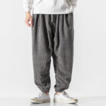 Buddha Stones Casual Pure Color Men's Drawstring Corduroy Harem Ankle-Length Pants With Pockets - DarkGray - US/UK/AU46，EU56 (5XL) - image 1