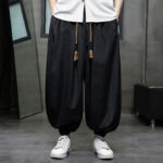 Buddha Stones Casual Daily Pure Color Drawstring Design Men's Harem Pants With Pockets - image 6