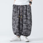 Buddha Stones Retro Casual Drawstring Design Floral Pattern Men's Harem Pants With Pockets - Gray - US/UK/AU48，EU58(5XL) - image 11