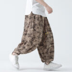 Buddha Stones Retro Casual Drawstring Design Floral Pattern Men's Harem Pants With Pockets - image 4