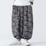 Buddha Stones Retro Casual Drawstring Design Floral Pattern Men's Harem Pants With Pockets - image 15