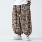 Buddha Stones Retro Casual Drawstring Design Floral Pattern Men's Harem Pants With Pockets - Tan - US/UK/AU48，EU58(5XL) - image 1