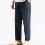 Buddha Stones Retro Casual Drawstring Design Men's Harem Cotton Plain Pants With Pockets - image 3