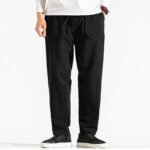 Buddha Stones Retro Casual Drawstring Design Men's Harem Cotton Plain Pants With Pockets - Black - US/UK/AU46，EU56 (5XL) - image 14