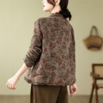 Buddha Stones Flower Jacquard Women's Cotton Padded Jacket - image 5