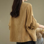 Buddha Stones Frog-button Stand Collar Women's Cotton Linen Corduroy Jacket - image 6