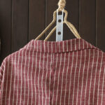 Buddha Stones Splicing Stripes Women's Cotton Linen Jacket With Pockets - image 12