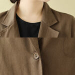 Buddha Stones Plain Women's Cotton Suit Jacket With Pockets - image 6