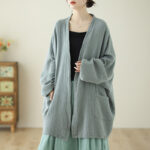 Buddha Stones Plain Long Sleeve Zen Meditation Cotton Linen Jacket With Pockets - image 4