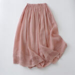 Buddha Stones Solid Lace Elastic Waist Cotton Women's Skirt - image 2