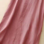 Buddha Stones Summer Daily Casual Pure Color Crew Neck Simple Design Sleeveless Cotton Midi Dress - image 3
