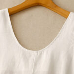 Buddha Stones Summer Daily Casual Pure Color Crew Neck Simple Design Sleeveless Cotton Midi Dress - image 10