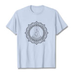 Buddha Stones Buddha Meditating In Lotus Position Pattern Tee T-shirt - LightCyan - 2XL - image 19