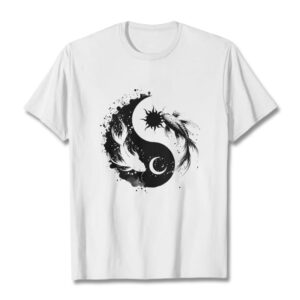 Buddha Stonessun And Moon Yin Yang Koi Pattern Tee T-shirt - White - 2XL - image 1
