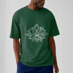 Buddha Stones Casual Simple Design Lotus Flower Pattern Cotton Tee T-Shirt - image 2
