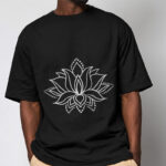 Buddha Stones Casual Simple Design Lotus Flower Pattern Cotton Tee T-Shirt - image 5