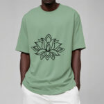 Buddha Stones Casual Simple Design Lotus Flower Pattern Cotton Tee T-Shirt - image 16
