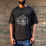 Buddha Stones Casual Simple Design Lotus Flower Pattern Cotton Tee T-Shirt - image 6
