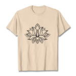 Buddha Stones Casual Simple Design Lotus Flower Pattern Cotton Tee T-Shirt - Bisque - 2XL - image 11