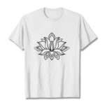 Buddha Stones Casual Simple Design Lotus Flower Pattern Cotton Tee T-Shirt - White - 2XL - image 8