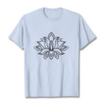 Buddha Stones Casual Simple Design Lotus Flower Pattern Cotton Tee T-Shirt - LightCyan - 2XL - image 19