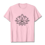 Buddha Stones Casual Simple Design Lotus Flower Pattern Cotton Tee T-Shirt - LightPink - 2XL - image 13