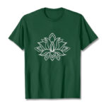 Buddha Stones Casual Simple Design Lotus Flower Pattern Cotton Tee T-Shirt - ForestGreen - 2XL - image 1