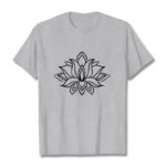 Buddha Stones Casual Simple Design Lotus Flower Pattern Cotton Tee T-Shirt - LightGrey - 2XL - image 20