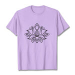 Buddha Stones Casual Simple Design Lotus Flower Pattern Cotton Tee T-Shirt - Plum - 2XL - image 17